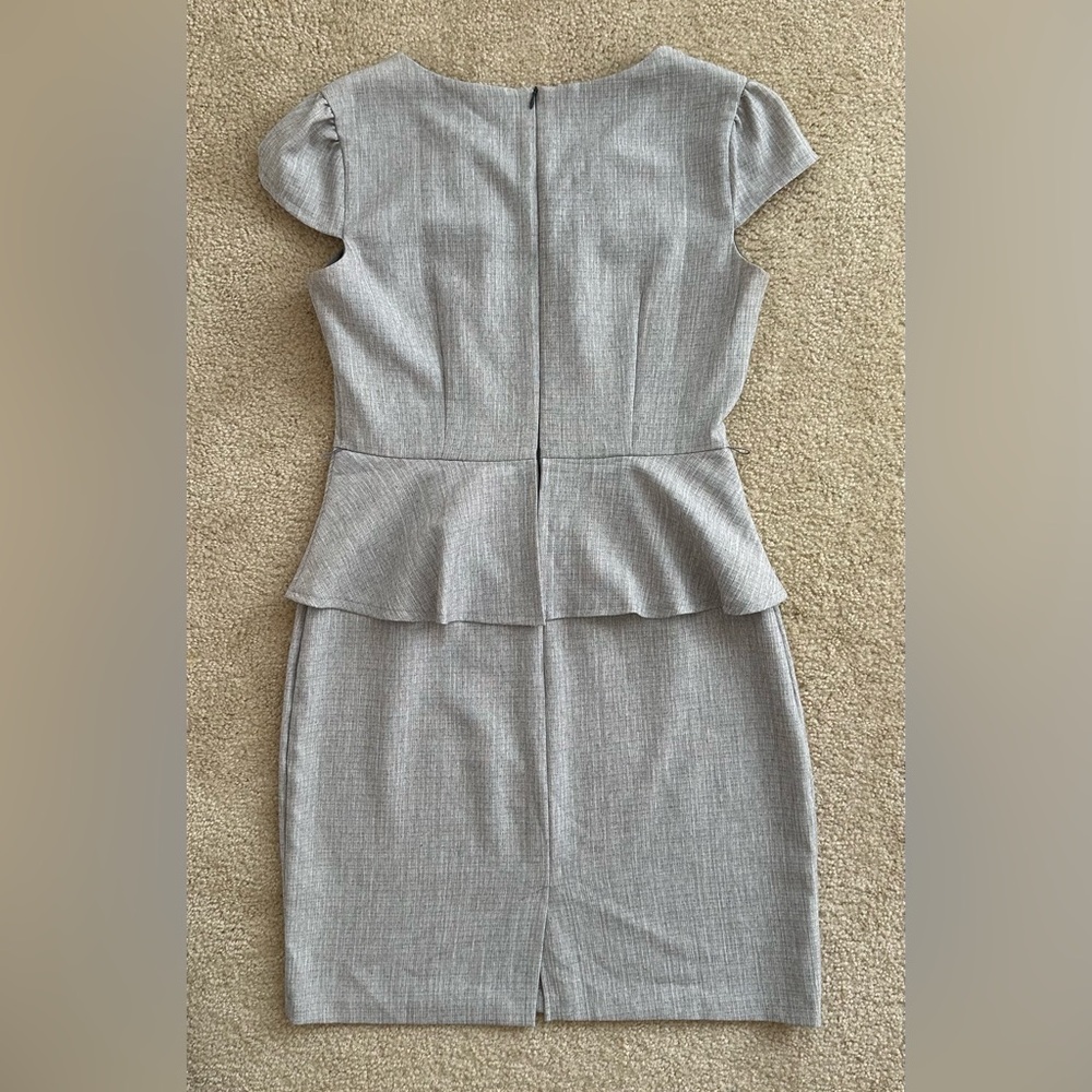 Dressbarn Gray Peplum Ruffle Business Interview Office Dress 12 - Picture 3 of 6